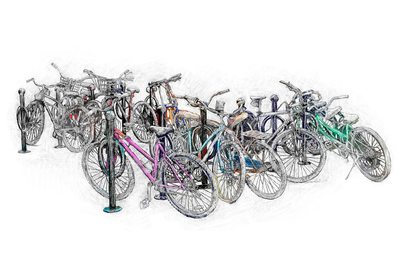 Bikes of Saint Augustine, Giclée Print, Signed