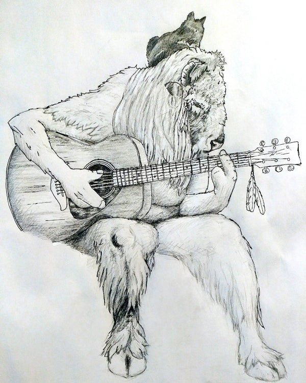 Bison Guitarist, Giclée Print, Signed