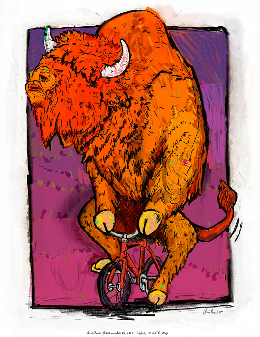 Bison on a Bike #6, Giclee Print, Signed, Framed