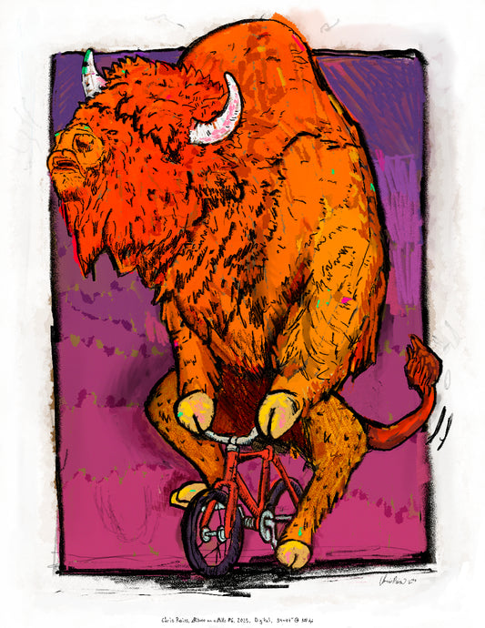 Bison on a Bike #6, Giclee Print, Signed